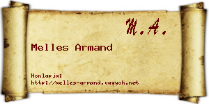 Melles Armand névjegykártya